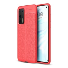 Gigapack Huawei P40 Szilikon telefonvédő (bőr hatású, varrás minta, piros) tok és táska