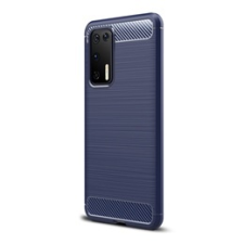 Gigapack Huawei P40 Szilikon telefonvédő (légpárnás sarok, szálcsiszolt, karbon minta, sötétkék) tok és táska