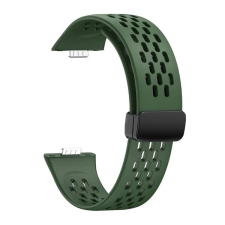 Gigapack HuAwei Watch Fit 3 pótszíj (egyedi méret, szilikon, lyukacsos, légáteresztő) sötétzöld okosóra kellék