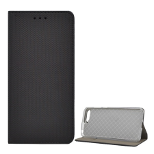 Gigapack Huawei Y6 (2018) tok álló (Flip, oldalra nyíló, rombusz minta) fekete tok és táska