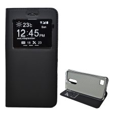 Gigapack LG K10 (2017) M250n tok álló (Flip, oldalra nyíló, hívószámkijelzés, Window) fekete tok és táska