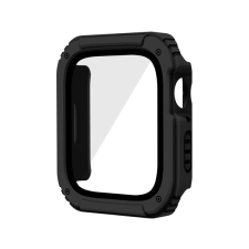 Gigapack Műanyag keret (BUMPER, ütésálló + kijelzővédő üveg) FEKETE Apple Watch Series 3 38mm okosóra kellék