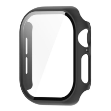 Gigapack Műanyag keret (BUMPER, ütésállóság + kijelzővédő üveg) FEKETE Apple Watch Series 10 42mm okosóra kellék
