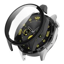 Gigapack Műanyag keret (BUMPER, ütésállóság + kijelzővédő üveg) FEKETE Huawei Watch GT 4 46mm okosóra kellék