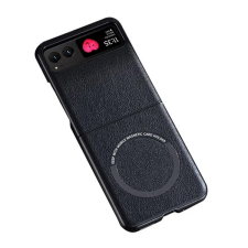 Gigapack Műanyag telefonvédő (bőr hatású hátlap, Magsafe kompatibilis) FEKETE tok és táska