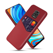 Gigapack Műanyag telefonvédő (közepesen ütésálló, bankkártya tartó, textil bevonat, bőr hatású hátlap) PIROS Xiaomi Redmi Note 9 Pro, Xiaomi Redmi Note 9S tok és táska