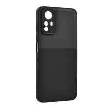 Gigapack Műanyag telefonvédő (szilikon keret, közepesen ütésálló, beépített fémlemez, bőr hatású hátlap, csíkos minta) FEKETE Xiaomi Redmi Note 12S tok és táska
