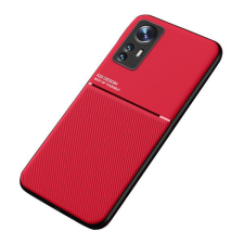Gigapack Műanyag telefonvédő (szilikon keret, közepesen ütésálló, beépített fémlemez, bőr hatású hátlap, csíkos minta) PIROS [Xiaomi 12 Pro] tok és táska