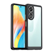 Gigapack Műanyag telefonvédő (szilikon keret, ütésállóság, átlátszó hátlap) FEKETE Oppo A58 4G tok és táska