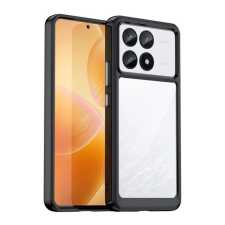Gigapack Műanyag telefonvédő (szilikon keret, ütésállóság, átlátszó hátlap) FEKETE Xiaomi Poco F6 Pro tok és táska