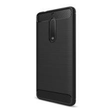 Gigapack Nokia 5 Szilikon telefonvédő (légpárnás sarok, szálcsiszolt, karbon minta, fekete) tok és táska