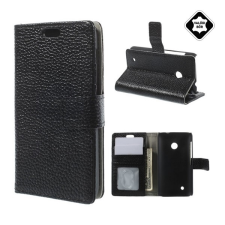 Gigapack Nokia Lumia 530 tok álló, valódi bőr (Flip, oldalra nyíló) fekete tok és táska