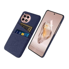 Gigapack Oneplus 12R 5g műanyag telefonvédő (ütésállóság, kártyatartó, textil hatás) sötétkék tok és táska