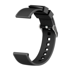 Gigapack Pótszíj (univerzális, 20 mm, szilikon, állítható, 3D csíkos minta) FEKETE Huawei Watch GT 2 42mm, Samsung Galaxy Watch 42mm (SM-R810N), Samsung Galaxy Gear S2 Classic (SM-R732), Amazfit Bip, Ha okosóra kellék