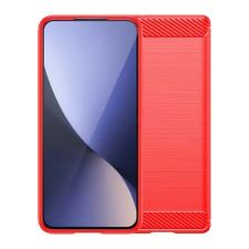 Gigapack Realme 12 Pro / 12 Pro Plus, közepesen ütésálló, szálcsiszolt, karbon minta, piros tok és táska