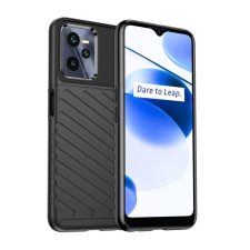 Gigapack Realme C35 szilikon telefonvédő (közepesen ütésálló, csíkos, dombor minta) fekete tok és táska