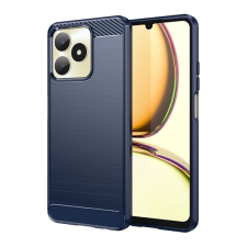 Gigapack Realme C53 szilikon telefonvédő (közepesen ütésálló, légpárnás sarok, szálcsiszolt, karbon minta) sötétkék tok és táska