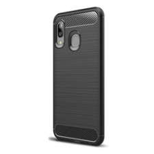 Gigapack Samsung Galaxy A20e Szilikon telefonvédő (légpárnás sarok, szálcsiszolt, karbon minta, fekete) tok és táska