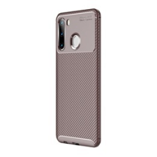Gigapack Samsung Galaxy A21 Szilikon telefonvédő (légpárnás sarok, karbon minta, barna) tok és táska