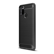 Gigapack Samsung Galaxy A21s Szilikon telefonvédő (légpárnás sarok, szálcsiszolt, karbon minta, fekete) tok és táska