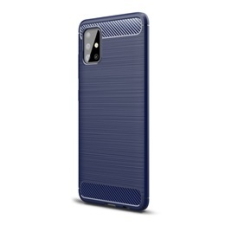 Gigapack Samsung Galaxy A51 Szilikon telefonvédő (légpárnás sarok, szálcsiszolt, karbon minta, sötétkék) tok és táska