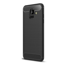 Gigapack Samsung Galaxy A6 (2018) Szilikon telefonvédő (légpárnás sarok, szálcsiszolt, karbon minta, fekete) tok és táska