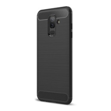 Gigapack Samsung Galaxy A6+ Szilikon telefonvédő (légpárnás sarok, szálcsiszolt, karbon minta, fekete) tok és táska