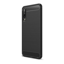 Gigapack Samsung Galaxy A7 (2018) Szilikon telefonvédő (légpárnás sarok, szálcsiszolt, karbon minta, fekete) tok és táska