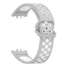Gigapack Samsung Galaxy Fit 3 pótszíj (egyedi méret, szilikon, lyukacsos, légáteresztő) világosszürke/fehér okosóra kellék