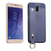 Gigapack Samsung Galaxy J6+ Szilikon telefonvédő (asztali tartó funkció, bőr hatású, varrás minta, sötétkék)