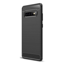Gigapack Samsung Galaxy S10+ Szilikon telefonvédő (légpárnás sarok, szálcsiszolt, karbon minta, fekete) tok és táska