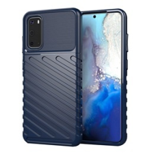 Gigapack Samsung Galaxy S20 Szilikon telefonvédő (csíkos, dombor minta, sötétkék) tok és táska