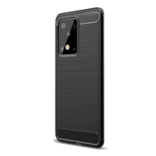 Gigapack Samsung Galaxy S20 Ultra Szilikon telefonvédő (légpárnás sarok, szálcsiszolt, karbon minta, fekete) tok és táska