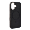 Gigapack Szilikon telefonvédő (ECO bőr hatású hátlap, karcolásmentesítő belső, fém kameravédő, MagSafe, prémium) FEKETE Apple iPhone 16