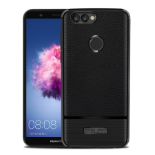 Gigapack Szilikon telefonvédő (közepesen ütésálló, bőr hatású, szálcsiszolt) FEKETE Huawei P Smart (2018) tok és táska