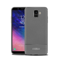 Gigapack Szilikon telefonvédő (közepesen ütésálló, bőr hatású, szálcsiszolt) SZÜRKE Samsung Galaxy A6 (2018) SM-A600F tok és táska