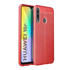 Gigapack Szilikon telefonvédő (közepesen ütésálló, bőr hatású, varrás minta) PIROS Huawei Y6p tok és táska
