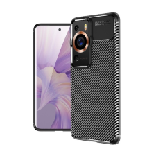 Gigapack Szilikon telefonvédő (közepesen ütésálló, légpárnás sarok, karbon minta) FEKETE Huawei P60 Pro tok és táska