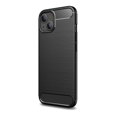 Gigapack Szilikon telefonvédő (közepesen ütésálló, légpárnás sarok, szálcsiszolt, karbon minta) FEKETE [Apple iPhone 13 mini] (5996591101453) tok és táska