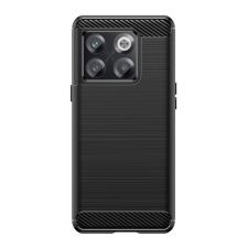 Gigapack Szilikon telefonvédő (közepesen ütésálló, légpárnás sarok, szálcsiszolt, karbon minta) FEKETE OnePlus 10T 5G tok és táska