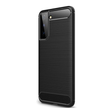Gigapack Szilikon telefonvédő (közepesen ütésálló, légpárnás sarok, szálcsiszolt, karbon minta) FEKETE [Samsung Galaxy S21 Plus (SM-G996) 5G] tok és táska