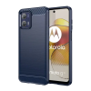 Gigapack Szilikon telefonvédő (közepesen ütésálló, légpárnás sarok, szálcsiszolt, karbon minta) SÖTÉTKÉK Motorola Moto G73