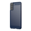 Gigapack Szilikon telefonvédő (közepesen ütésálló, légpárnás sarok, szálcsiszolt, karbon minta) SÖTÉTKÉK [Samsung Galaxy S21 Plus (SM-G996) 5G] (9111201924802)