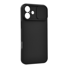 Gigapack Szilikon telefonvédő (matt, mikrofiber plüss belső, kameravédő) FEKETE Apple iPhone 16 Plus tok és táska