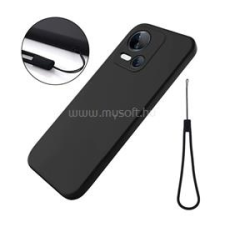 Gigapack Szilikon telefonvédő (matt, mikrofiber plüss karcolásmentesítő belső, prémium + kézpánt) FEKETE (GP-157913) tok és táska