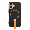 Gigapack Szilikon telefonvédő (mikrofiber plüss belső, kameravédő, ujjra húzható pánt, MagSafe) FEKETE Apple iPhone 17
