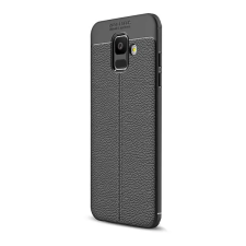 Gigapack Szilikon telefonvédő (ütésállóság, bőr hatású, varrás minta) FEKETE tok és táska