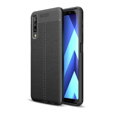 Gigapack Szilikon telefonvédő (ütésállóság, bőr hatású, varrás minta) FEKETE tok és táska