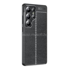 Gigapack Szilikon telefonvédő (ütésállóság, bőr hatású, varrás minta) FEKETE (GP-165128) tok és táska