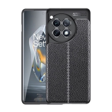 Gigapack Szilikon telefonvédő (ütésállóság, bőr hatású, varrás minta) FEKETE OnePlus 12R 5g tok és táska